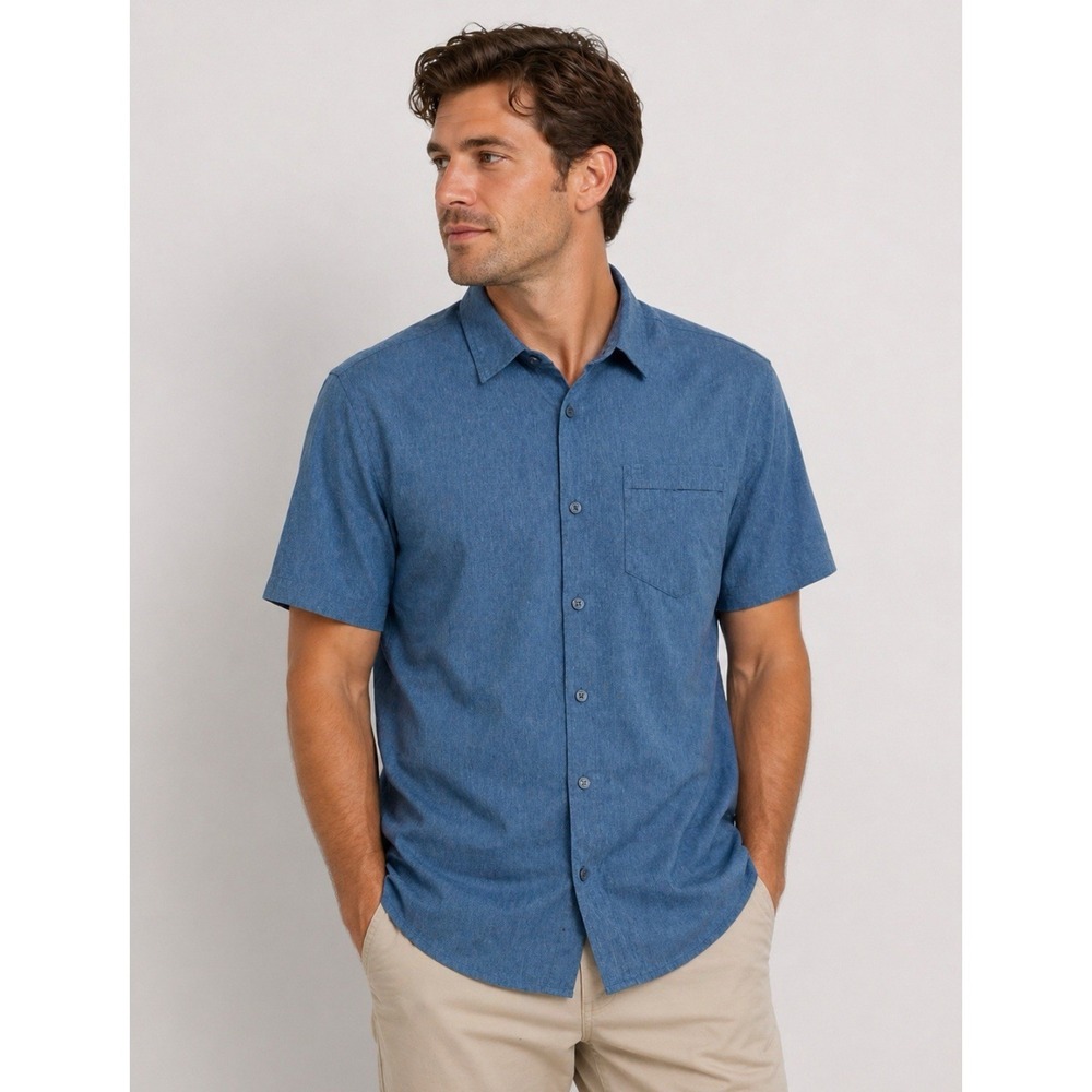 Subculture Men's‎  button down shirt  Large Blue   short sleeve